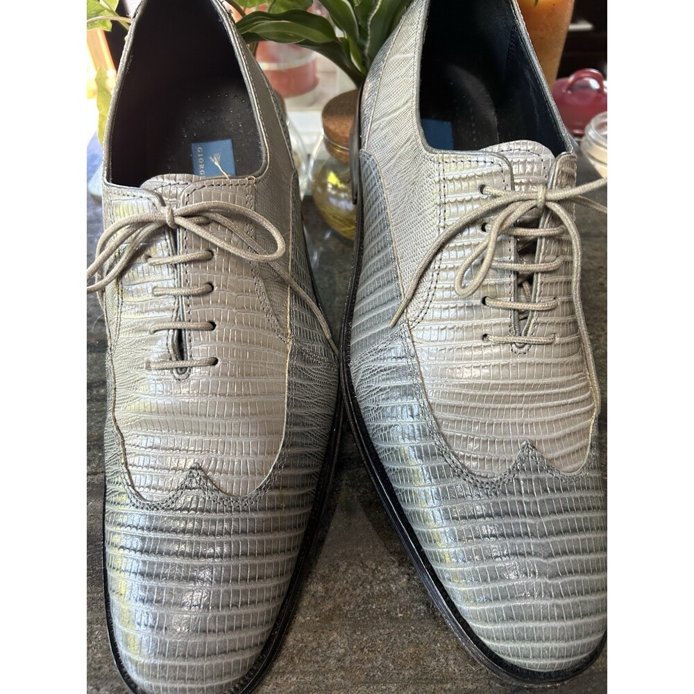GIORGIO BRUTINI   Leather Shoe Sz 12 Vintage, Two Tone Gray/ Cream Color